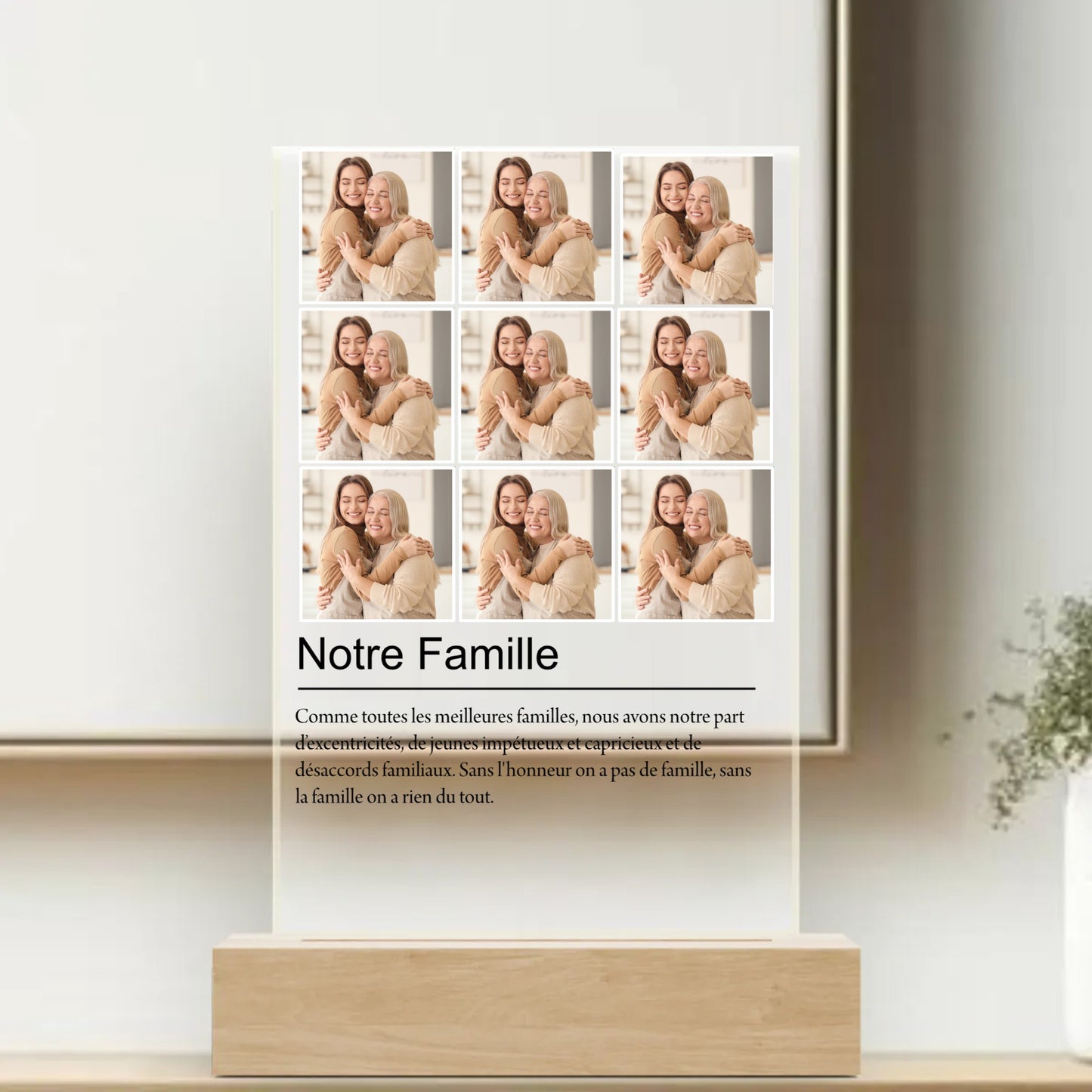 Notre famille en 9 photos - Plaque personnalisée