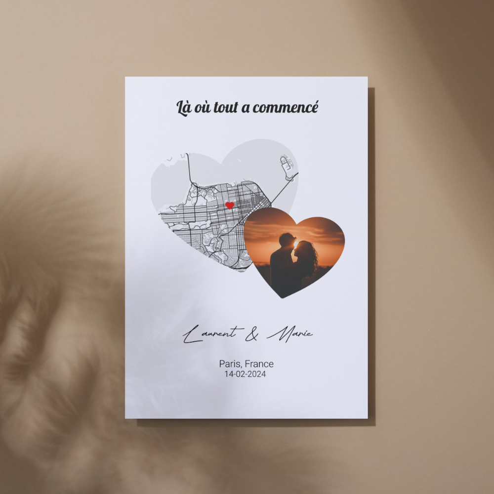 Là où tout a commencé Coeur - Toile personnalisée