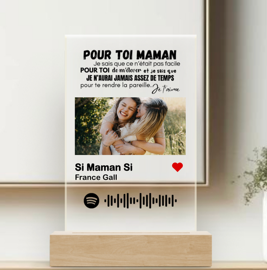 Pour toi Maman - Plaque Spotify personnalisée