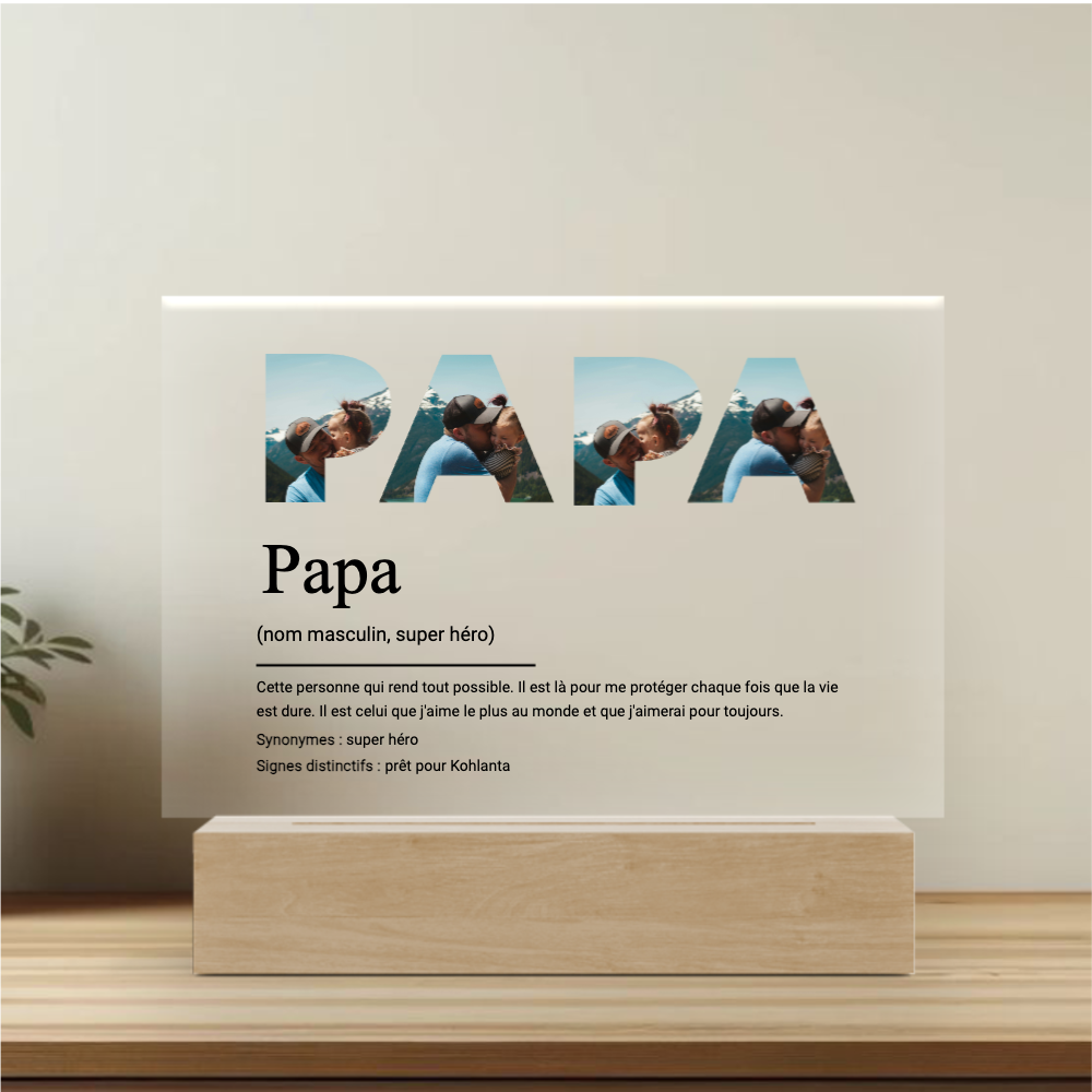 Définition Papa 2 cadeau Plaque Personnalisée