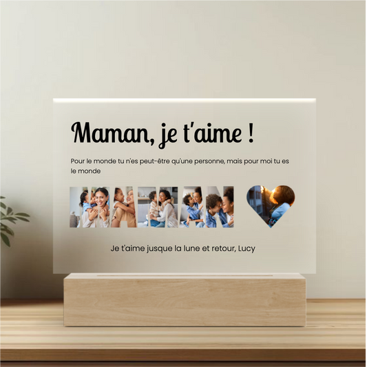 Maman, je t'aime - Plaque personnalisée