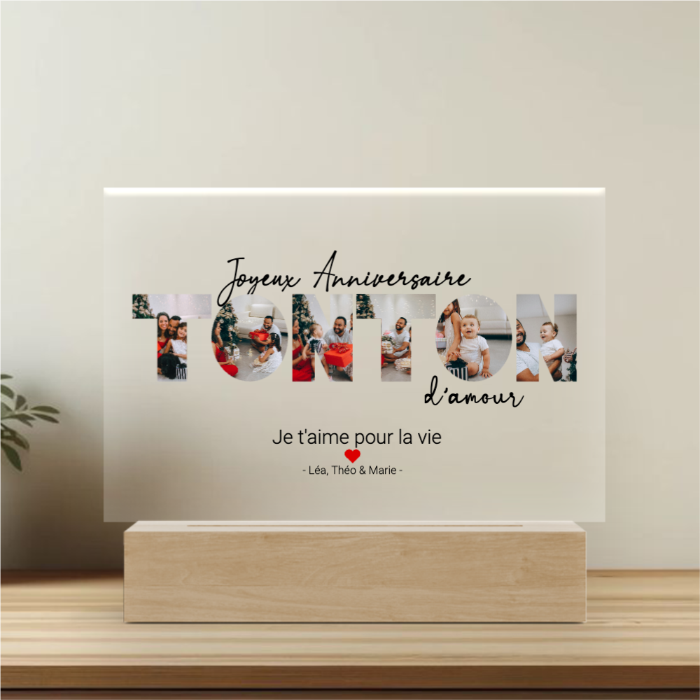 Joyeux Anniversaire Tonton - Plaque Cristal Acrylique