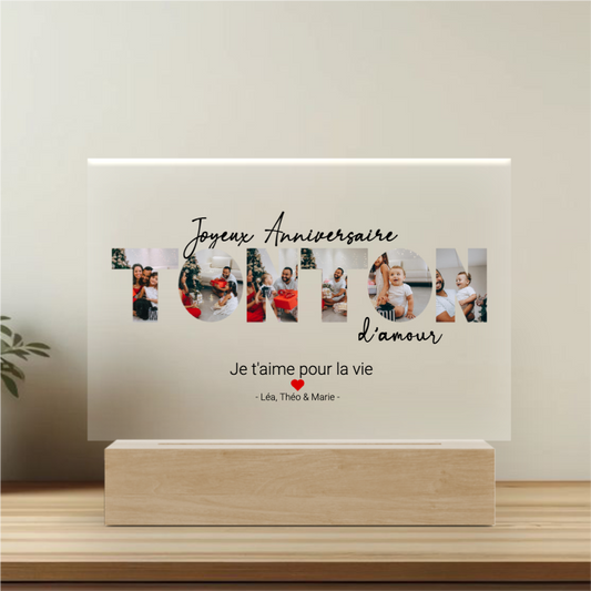 Joyeux Anniversaire Tonton - Plaque Cristal Acrylique