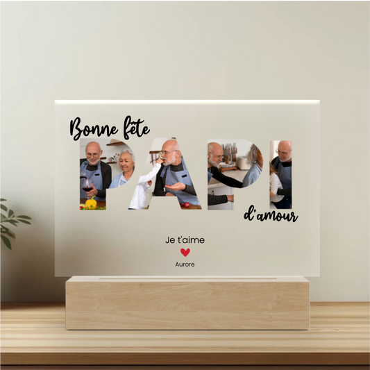 "Bonne fête Papi" - Plaque Personnalisée