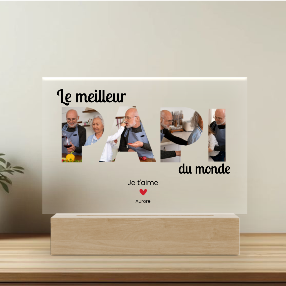 "Le Meilleur Papi du Monde" - Plaque Personnalisée