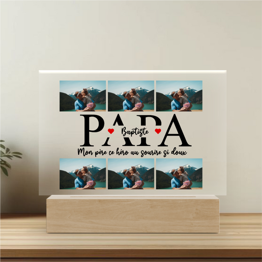 Papa et photo - Plaque personnalisée