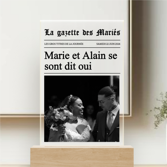 La Gazette des Mariés - Plaque Cristal Acrylique