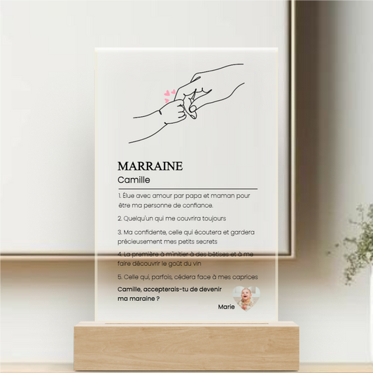 Demande Marraine- Plaque Cristal Acrylique