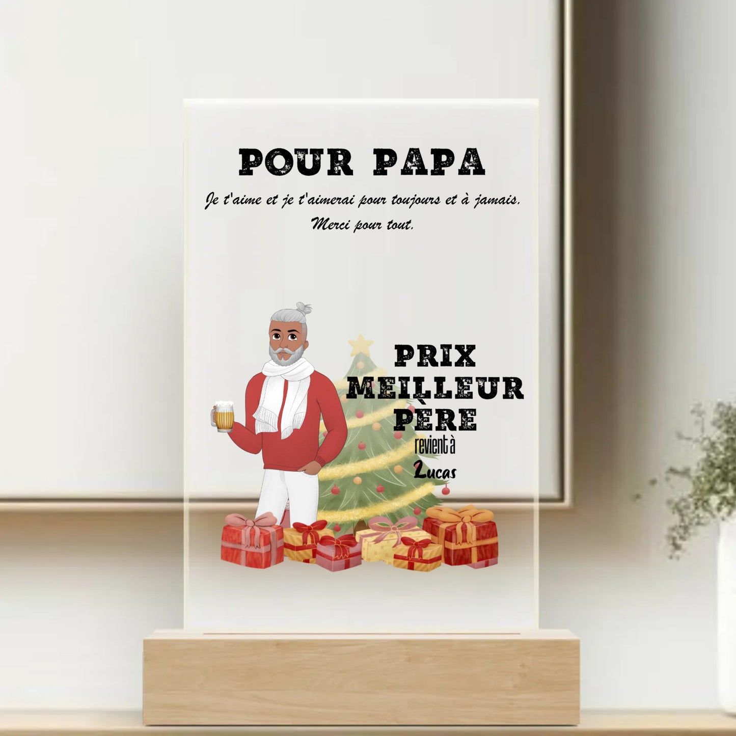 Prix meilleur Papa Noël - Plaque personnalisée